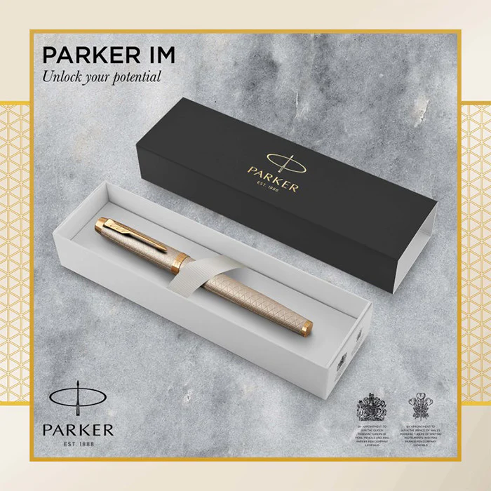 Parker IM Premium Fountain Pen Warm Silver with Gold Trim - Image 5