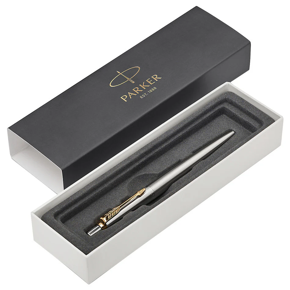 Parker Jotter Ballpoint Pen Stainless Steel Gold Trim - Image 2