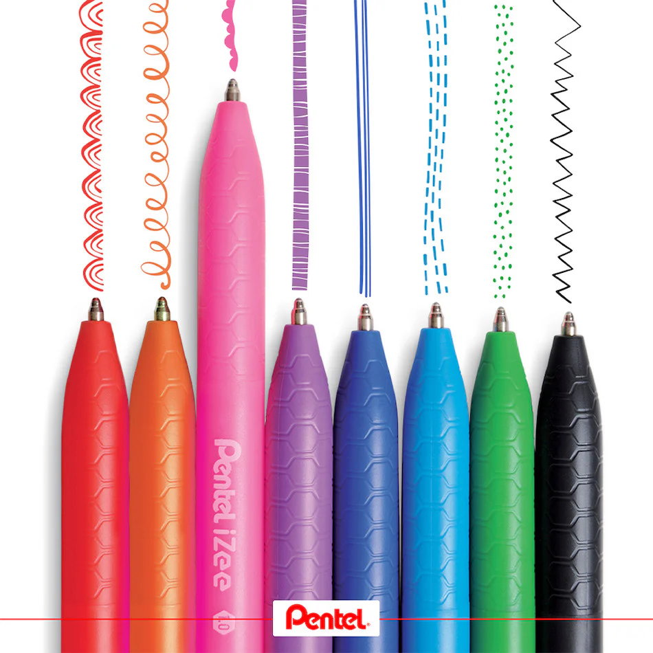 Pentel iZee Retractable Ballpoint Pen Wallet of 8 - Image 3
