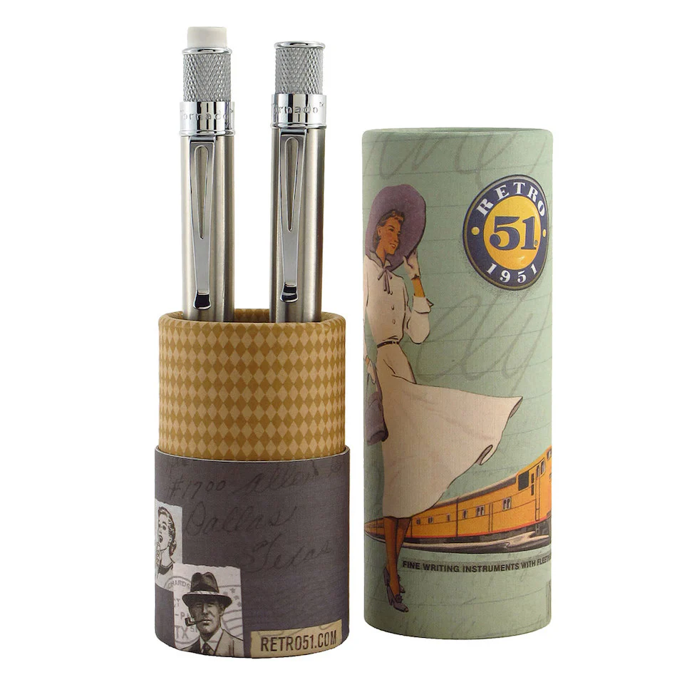Retro 51 Tornado Rollerball Pen and Mechanical Pencil Set Stainless