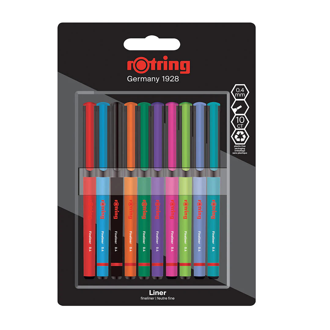 rotring Fineliner 0.4mm Set of 10 Assorted - Image 2