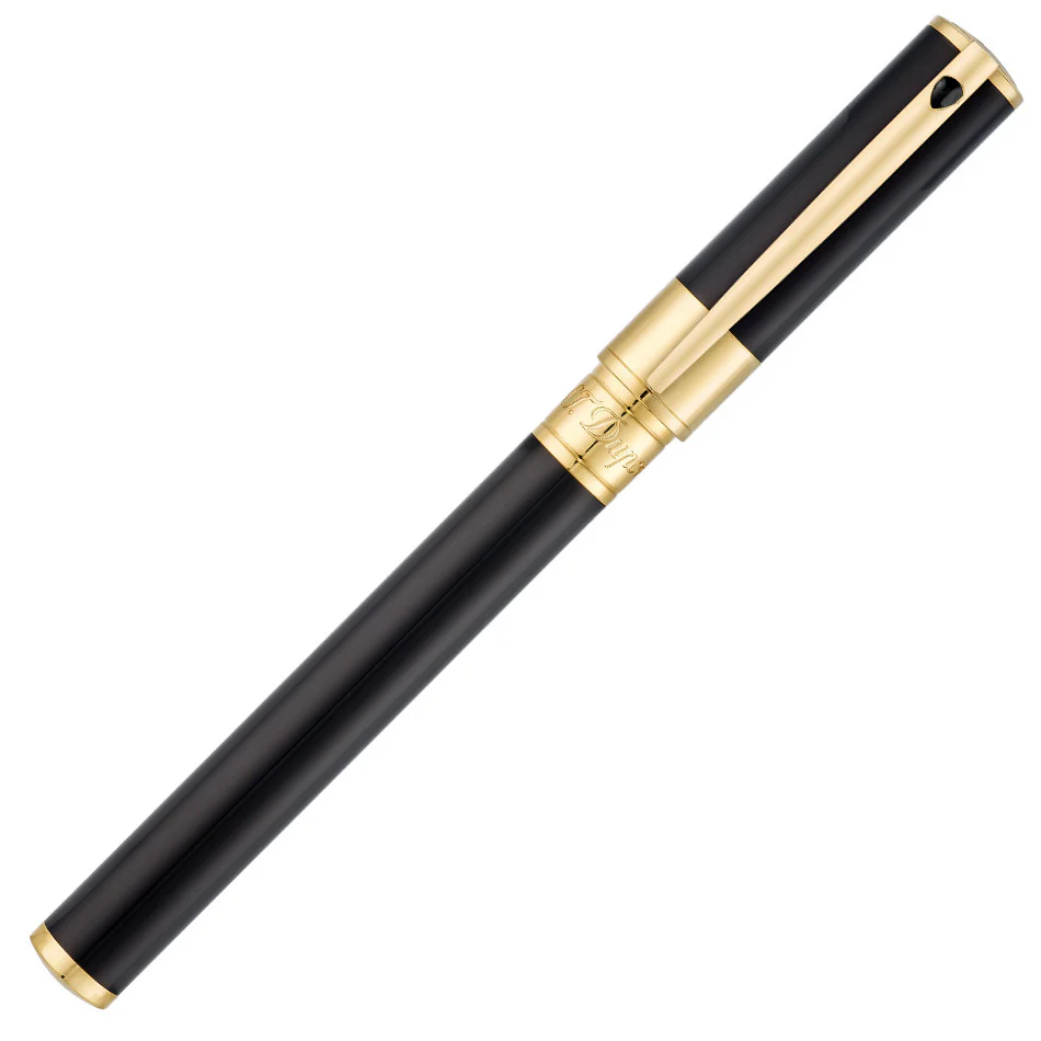 S.T. Dupont D-Initial Rollerball Pen Black With Gold Trim - Image 2