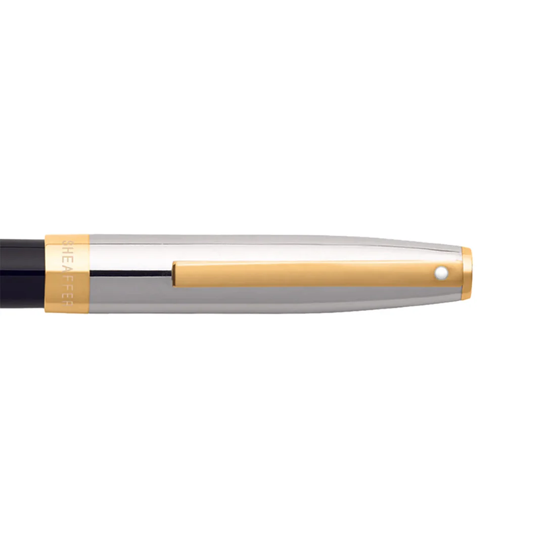 Sheaffer Sagaris E9475 Fountain Pen Glossy Black Barrel with Chrome Cap and Gold Trim - Image 3