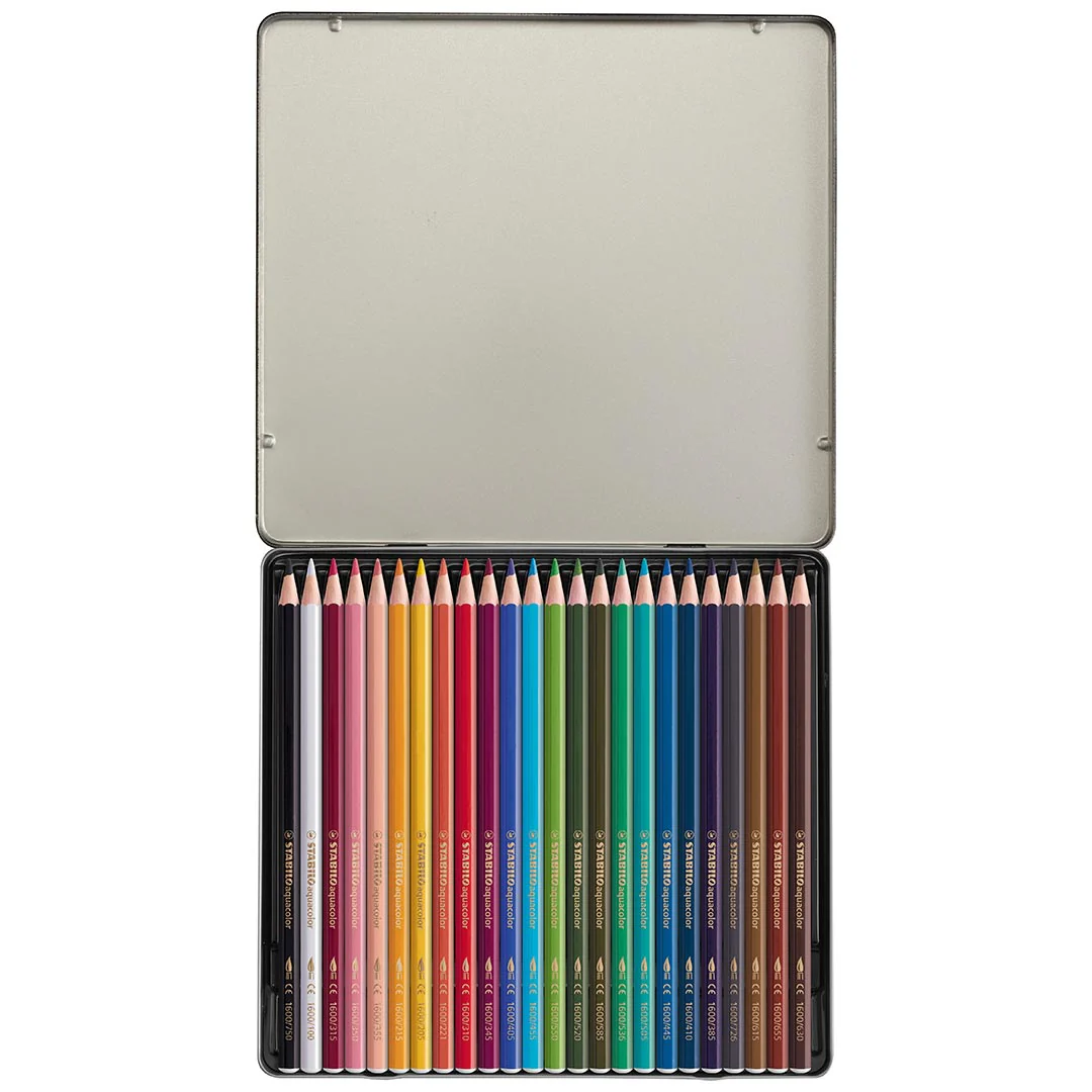 STABILO Aquacolor Metal Tin Of 24 Assorted Colours Arty - Image 3