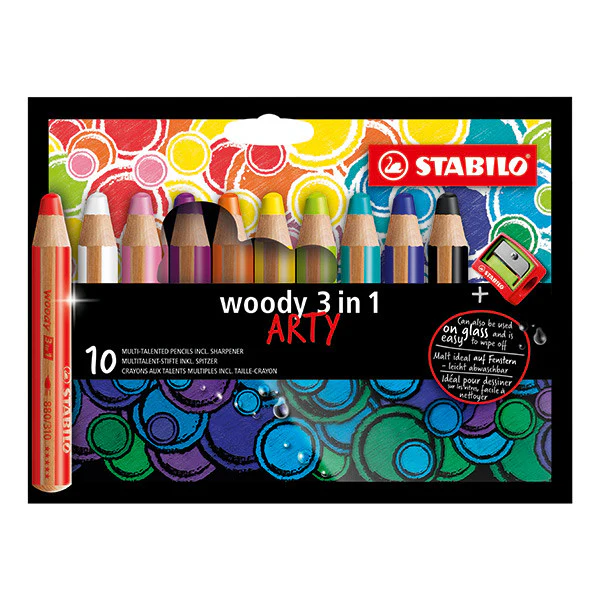 STABILO ARTY woody 3 in 1 Pencil Wallet of 10