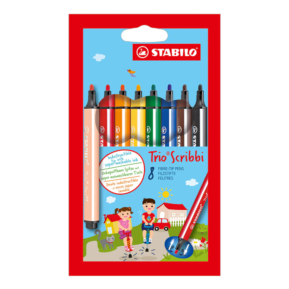 STABILO Trio Scribbi Felt Pen Wallet of 8