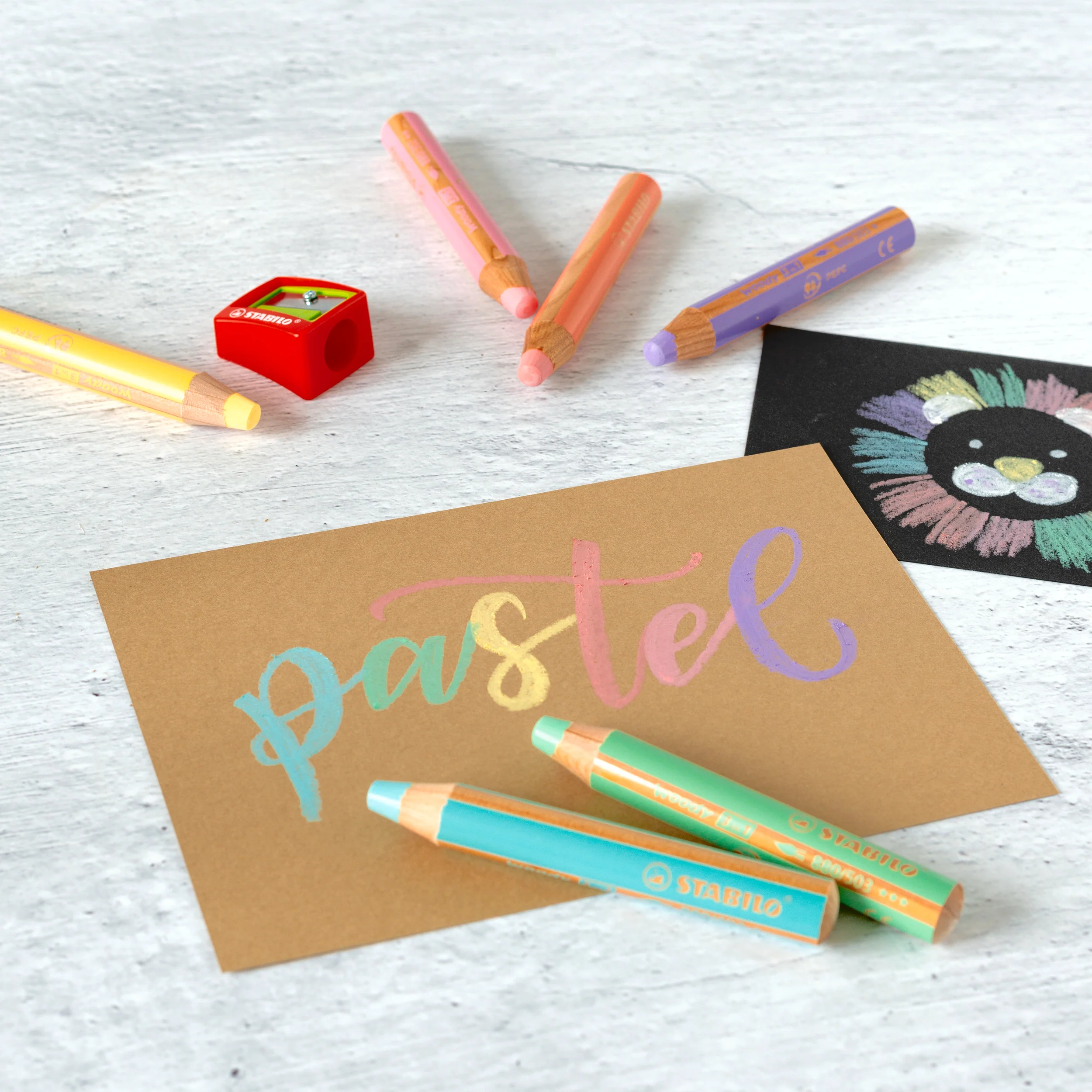 STABILO woody 3 in 1 Pastel Pencil Wallet of 6 + Sharpener - Image 2