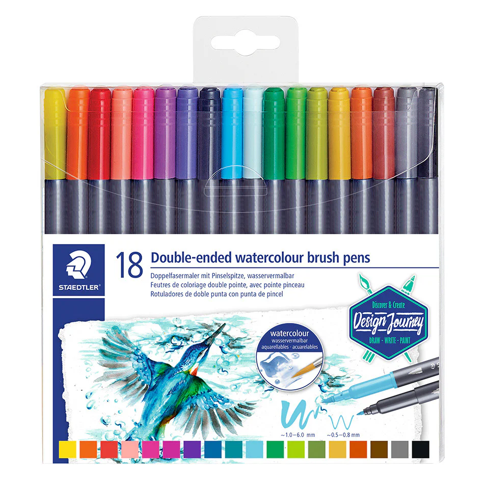 Staedtler Double-Ended Watercolour Brush Pens Set of 18