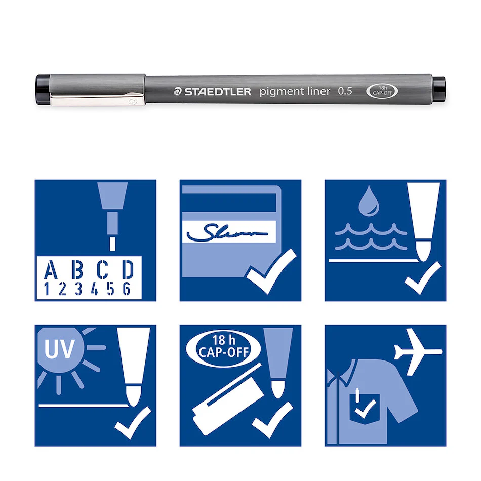 Staedtler Pigment Liner Pen Set of 12 - Image 5