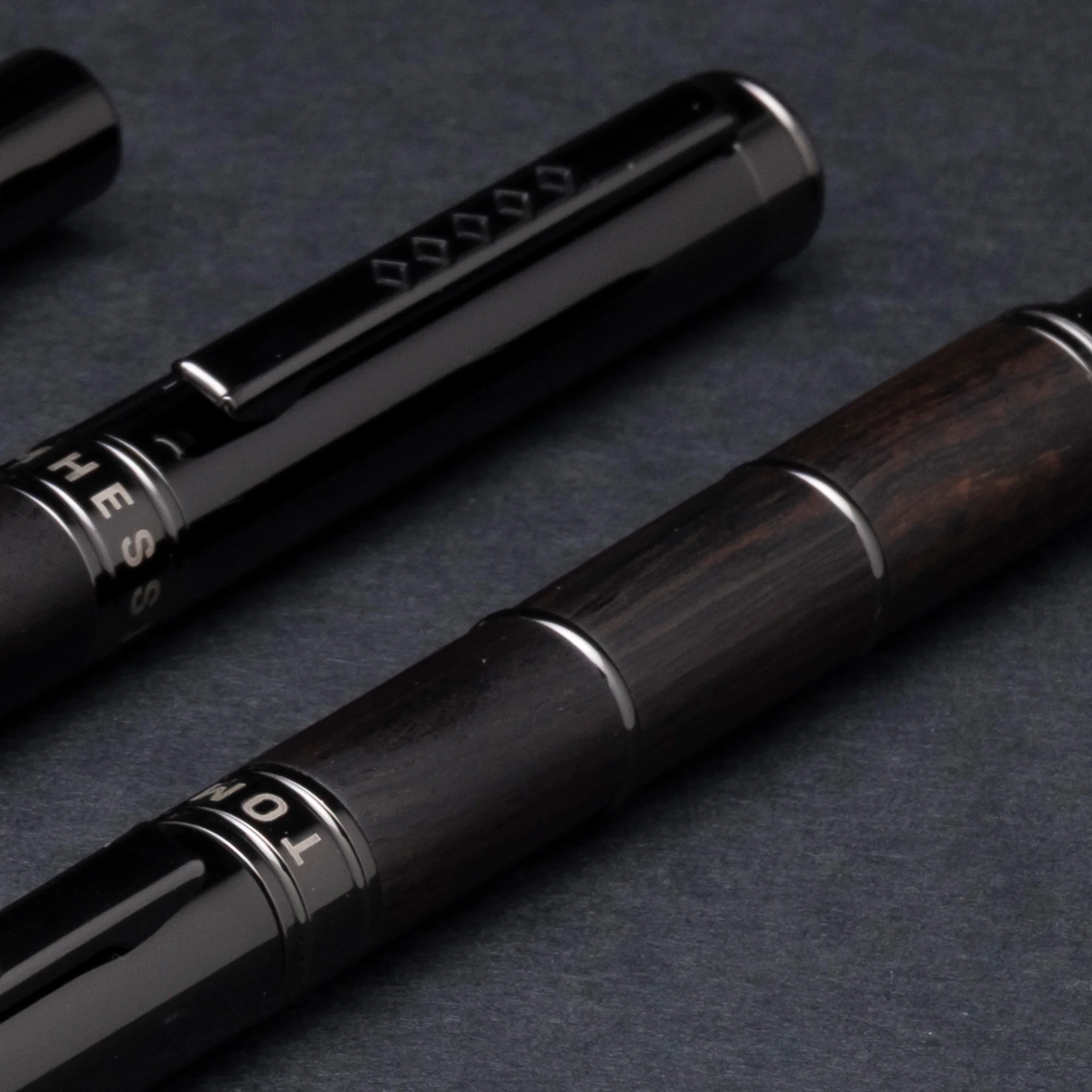 Tom Hessin Revolution Ballpoint Pen Charcoal Black Wood Barrel with Gunmetal Trim - Image 2