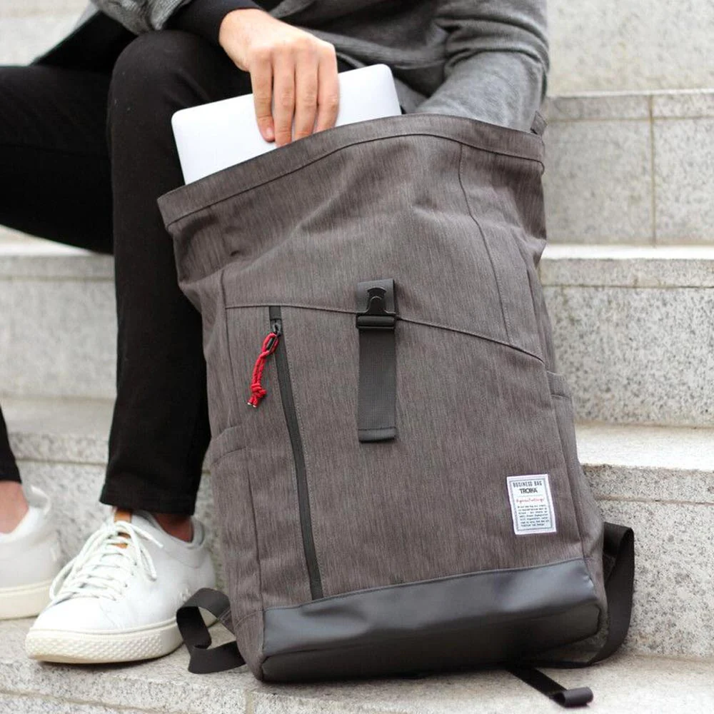 Troika Roll Top Backpack Anthracite/Black - Image 2