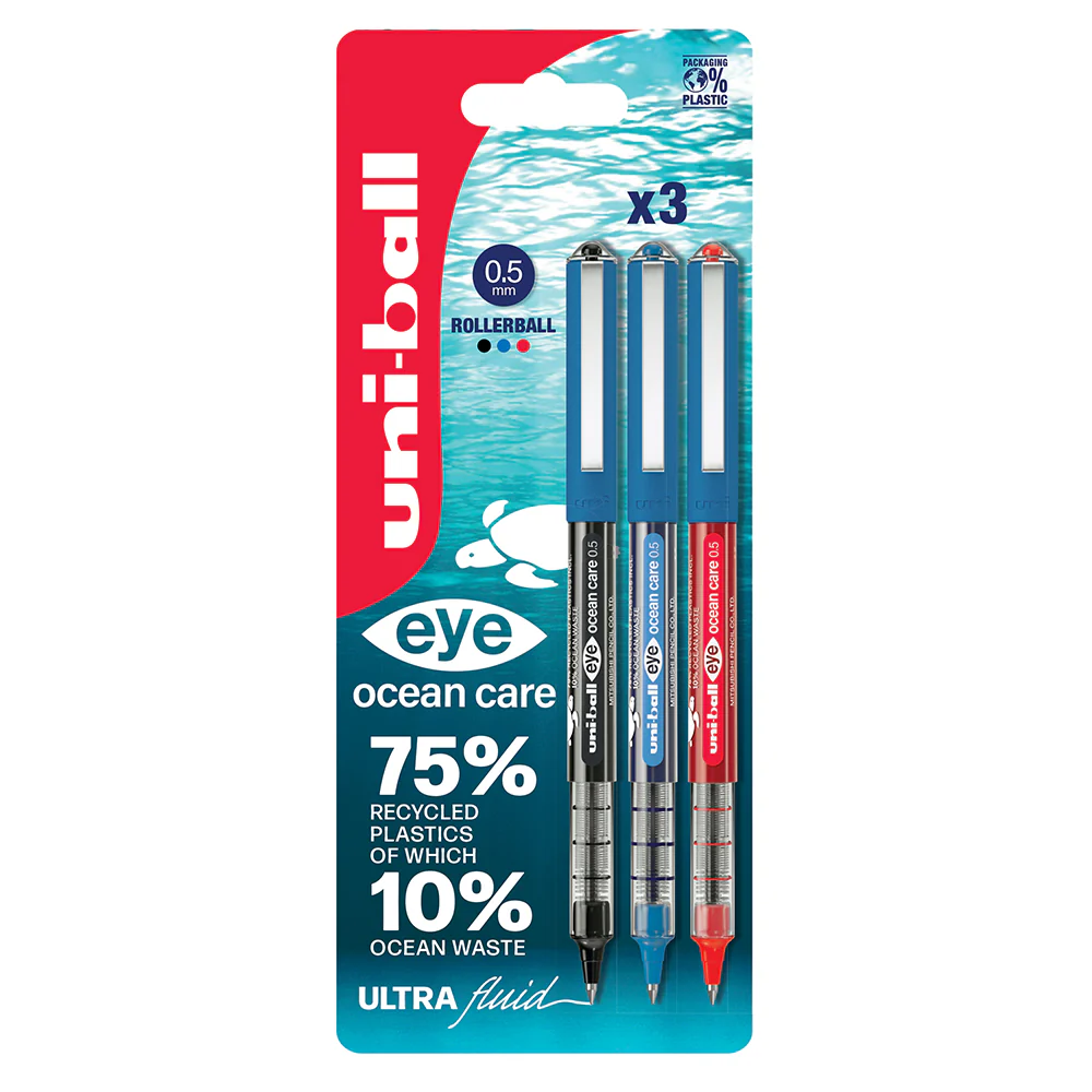 Uni-Ball Eye Ocean Care UB-157 Rollerball Pen Set of 3