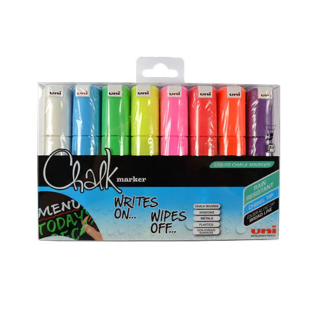 Uni Chalk Marker Pen PWE-8K Assorted Set of 8