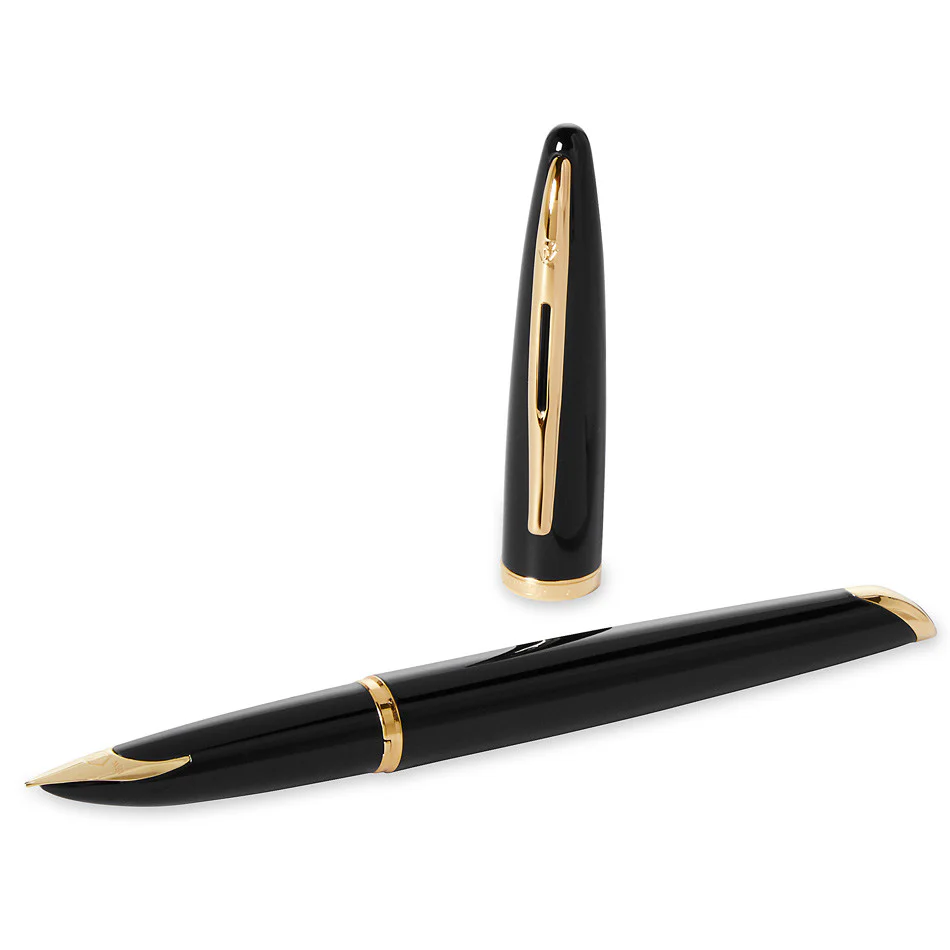 Waterman Carene Fountain Pen Black Lacquer with Gold Trim - Image 2