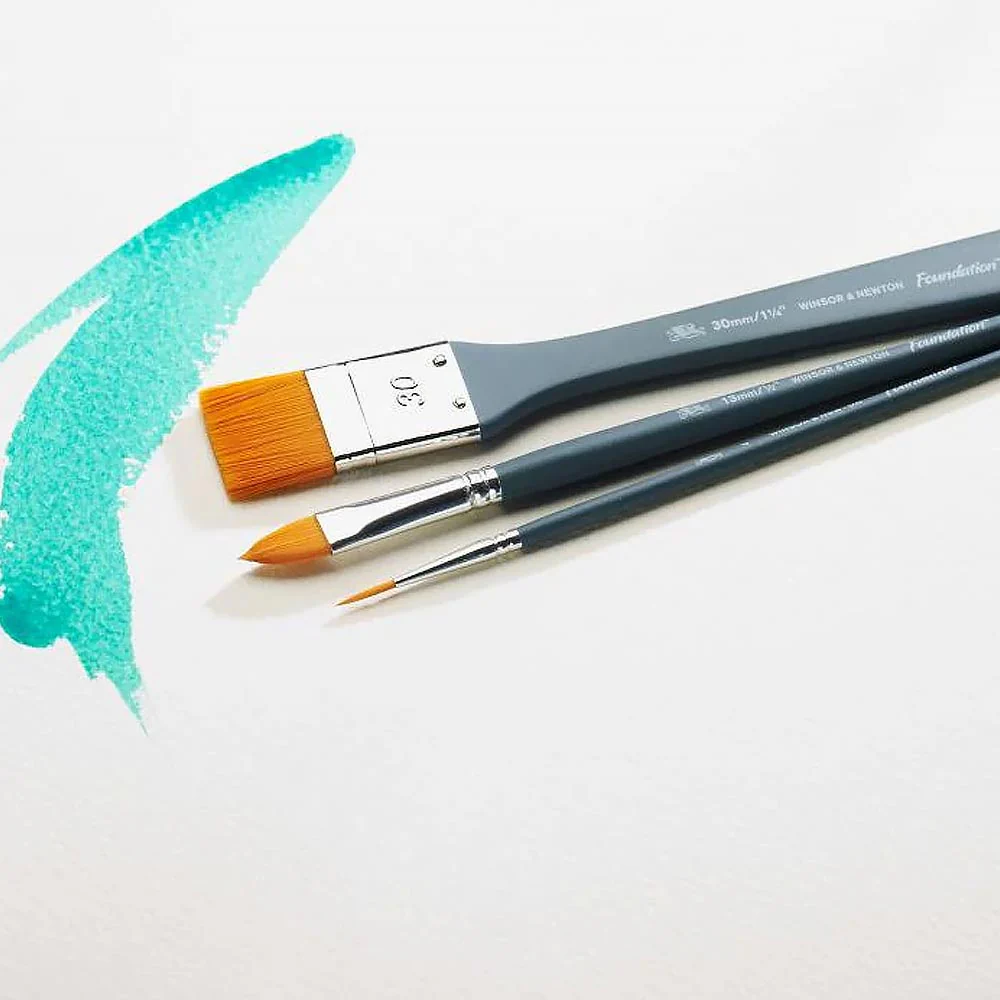 Winsor & Newton Foundation Acrylic Synthetic Brush Short Handle 6 Pack - Image 2