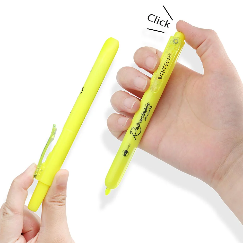 WRITECH Retractable Highlighter Set of 6 Assorted Colours - Image 5