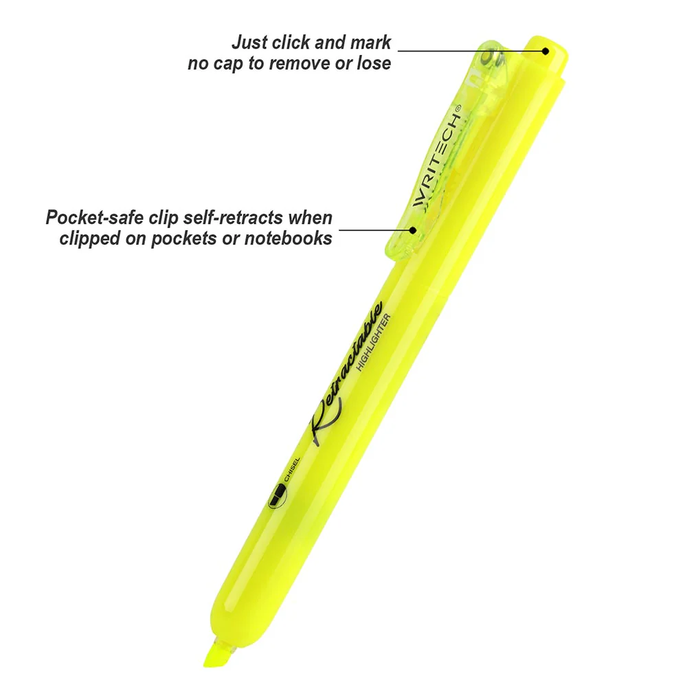 WRITECH Retractable Highlighter Set of 6 Assorted Colours - Image 6